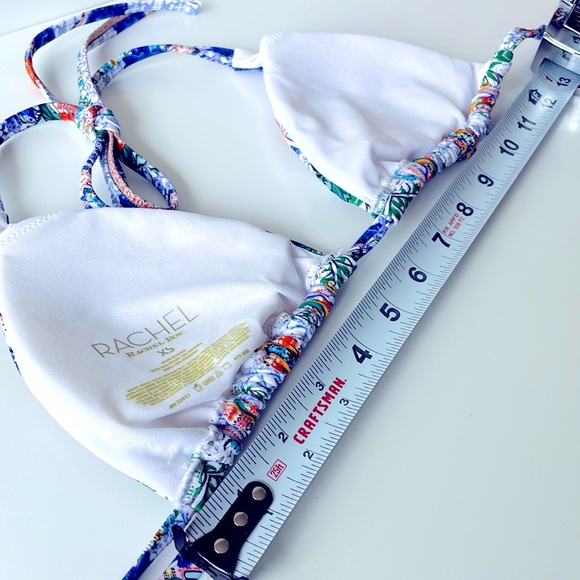 Rachel Roy triangle string bikini top Moroccan blue orange white multi XS to M - Picture 2 of 12
